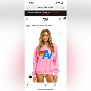Aviator Nation Pink Sweatshirt with Rainbow Logo